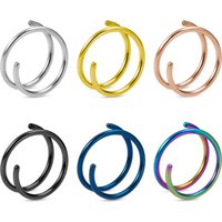 2Pcs Single Piercing Double Hoop Septum Nose Ring Surgical Steel Spiral Lip Nose Rings Cartilage Tragus Daith Piercing Earrings
