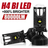 H4 LED Projector Headlight Bulbs 90W Bi LED Lens with Fan Cooling H4 Mini Projector Lens Automobile Hi Lo Beam Bulb 6000K 12V