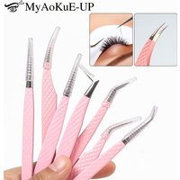 Fiber Tip Lash Tweezers Stainless Steel Eyelash Extension Tweezers Volume Isolation Precise Fiber Anti-slip Tweezer Makeup Tools