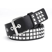 Studded Belt Punk Rock Rivet Belt Grommet Threads belt with Bright Metal Pyramid for Women Men Black Pink White