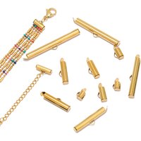 20 Stück Edelstahl 9 Größe Slide On End Verschluss Rohre Slider Endkappen Crimp End Tube für DIY Verschluss Schmuckherstellung Großhandel