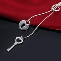 925 sterling Silver elegant Heart lock key Necklace For Women Luxury Fashion Party Wedding Accessories Jewelry Christmas Gifts