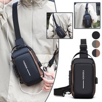 Men's Durable Oxford Fabric Sling Bag - Stylish Motorcycle Crossbody Chest Pack with Phone Pocket Zip Closure for Daily Commute