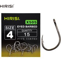 15 x PTFE Coated High Carbon Stainless Steel Barbed Fish Hook With Eye Carp Fishing Hook Link Accessories X505