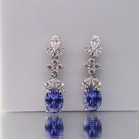 Luxury Solid Platinum PT950 Egg-shaped ear dangles fashion earrings colorful diamond earrings ear studs