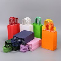 10pcs Party Favor Bags, Gift Bag With Handles, Recyclable Kraft Paper Shopping Bag, Birthday Supplies, Gift Candy Treat Bag