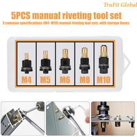 5pcs Manual Riveting Tool Set M4-M10 Rivet Nuts Gun Heads Thread Insert Kit for Automotive Industrial Machinery DIY Hardware