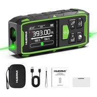 Huepar Dual Laser Measuring Tool - 393Ft Green-Beam Bilateral Digital Laser Distance Measure with Backlit LCD Display