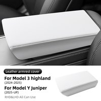 For Tesla Model 3 Highland 2017-2024 Model Y 2025 2026 Juniper Leather Armrest Box Protective ABS Cover Arm Rest Lid Accessories