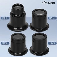 4pcs/set Eye Loupe Magnifiers 5x/10/15x/20x Watch Repair Tool Kit Jewelry Loupe Magnifier Magnifiying Glass Watchmaker Tools