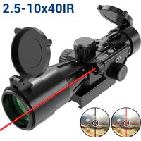 2.5-10x40IR Rifle Scope Red Illuminated Mil-dot Riflescope with Red Laser Sight Optical Hunting Scope for Hunting Gun Rifles
