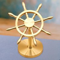 Ship Steering Wheel Sculpture Nautical Rudder Figurine Miniature Figurines for Tearoom Bookshelf Desktop Coffee Table Office