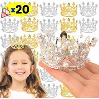 Mini Pearl Crown Cake Decoration Cupcake Topper Kids Hair Ornaments DIY Cake Baking Decoration for Wedding Birthday Party Decor