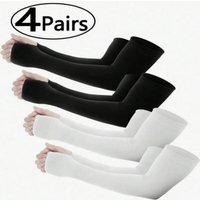 AliExpress NONE 4 Pairs Of Men's Sunscreen Arm Covers, Summer UV Resistant Women's Sleeve Covers, Suitable For Sports, Cycling, Vacation