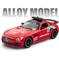 1/24 Benzs-GT GTR Alloy Sports Safety Car Model Diecast Metal Toy Track Race Medical Rescue Vehicles Model Sound Light Kids Gift