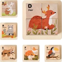 Baby Wooden Blocks Toy Children Six Side Cube Jigsaw Puzzles Game Animal Traffic Cognize Early Learning Educational Toy Kid Gift