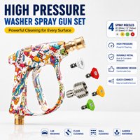 Stylish New Painted Car Wash Gun, 1/4" Quick Connect, Rustproof Stainless Steel Nozzles, Universal Cleaning Tool