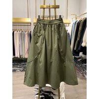 Artistic Loose High Waist A-Line Skirt Women's Cotton Casual High Waist Design Korean Style Commute Cotton Fabric