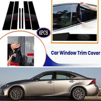 Complete 6PCS High Gloss Black B & C Pillar Cover Set For Lexus IS 200t 300 300h 350 500 F Sport XE30 2014-2024 OE Style