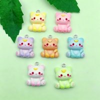 10Pcs Kawaii Moon Cat Resin Charms, Adorable Pastel Cat Pendants for DIY Jewelry