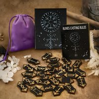 Divination Wood Runes With Storage Bag Meditation Divination Engraved Decorative Runes Western Divination Pagan Guide Book Set