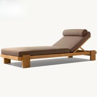 Hot Sale Outdoor Solid Wood Waterproof Pool Lounge Chair Garden Patio Daybed Teak Wood Sun Lounger for Hotel for Villa
