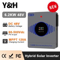 2026 Y&H 6.2KW 4.2KW Hybrid Solar Inverter 24V 48V 220V On/Off Grid Inverter Battery-Free Operatio with MPPT 120A Solar Charger
