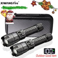 High Strong Power Led Flashlights 2000LM Tactical Torch with Display Light Rechargeable Camping Fishing Emergency Zoom Lantern