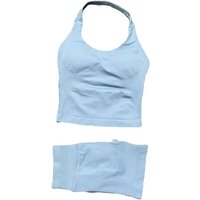 2 Piece Yoga Set Women Breathable Sports Tank Top Seamless Scrunch Butt Cycling Fitness Shorts Gym Running Pilates Workout Sets