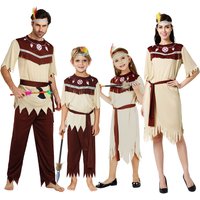 Americans Indian Maya Fancy Adult Female Inca Cosplay Wild Man Indigenous Carnival Party Hunter Parent Child Peruvians clothes
