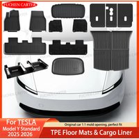 For New Tesla Model Y Standard 2025 2026 TPE Floor Mat & Cargo Liner All Weather Trunk Mats Floor Liner Seat Backrest Mats