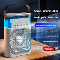 Portable Household Small Air CoolerUSB Fan Electric Fan LED Night Light Water Mist Fun Air Cooler Humidifie For Hom