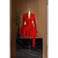 2026 New Spring Women Flare Long Sleeve V-neck Sashes Ruffle Mini Dress Street Elegant Sexy Vacation Party Birthday Dresses