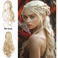 Peruka do cosplay Daenerys Targaryen, 13×4HD, syntetyczne włosy z przednią koronką, Piosenka o lodzie i ogniu, Halloween, karnawał, długa kręcona peruka