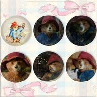 P-Paddington Bear Snap-in Pins Cartoon Character Round Creative Brooches For Backpack Accessories Jewelry Gifts