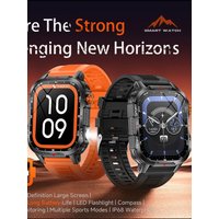 1100mAh Battery Health Monitor Waterproof Outdoors Smart Watch Men LED Flashlight BT Call Smartwatch Women Compass Message Push