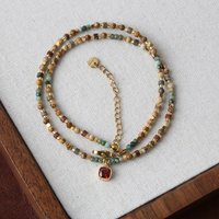 JAASA Bohemian Natural Stone Beads Necklace for Women Men Chain Necklace Textured Party Choker Collares Femme Wholesale