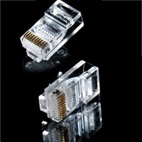 10pcs RJ48 Modular Plug Stranded Male 10P10C Round Cable Glod Planting Jack Pin Connector neckel-plated Ethernet lan network
