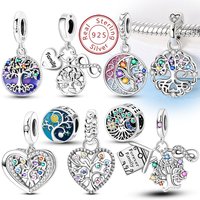 Charm Pendant 925 Sterling Silver Tree Of Life Love Happy Family Charm Bead Fit Original Bracelet Necklace DIY Jewelry For Women