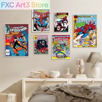 1PC frameless Canvas,Marvel Spiderman Movie Poster Superhero Canvas Painting Print Wall Art for Living Room Kids Room Bedroom H