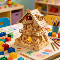 3D Wooden Puzzles Cuckoo Clock - DIY Model Kits for Adults with Music Box, Wood Building Project for Home Decor, Creative Gifts
