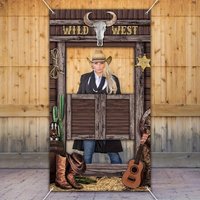 2D flat background flag, designed in Western cowboy style, photography studio, desktop decoration, and celebration events