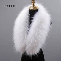 Women Faux Fur Collar Winter Warm Shawl Scarf Imitation Raccoon Fur Collar Jackets Coat Hat Strip Large Size Fake Fur Collar