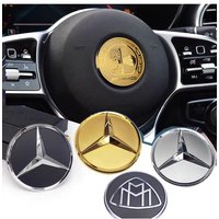 52mm 57mm Solid 3D & Flat Star Cap Cover Badge Nickle Car Emblem for Mercedes Benz Steering Wheel Center Logo Black Silver Gold