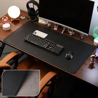 Leather Desk Pad Protector, Large Mouse Pad, Office Desk Mat, Non-Slip PU Leather with Stitched Edges Desk Blotter, Desktop Mat