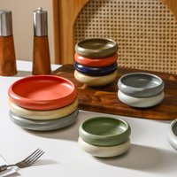 Deep Tank Creamic Plate Seasoning Sauce Dish Large Capacity Dinner Trays for Steak Salad Fruit Japanese Pretty Tableware