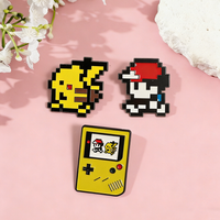 3Pcs Cartoon 8-Bit Pokemon Enamel Pins Pikachu & Trainer Ash Gameboy Lapel Pins Cute Pixel Art Brooch Badge Jewelry Gift