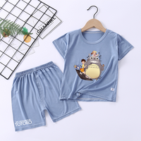 Totoro 2PCS Pajamas T-shirts and Shorts Set Cute Cartoon Anime Pattern Loungewear Summer Fashion Clothes Birthday Party Gifts