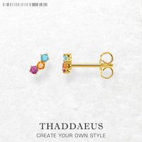 Colourful Stone Ear Stud Earrings Brand New Fine Jewerly For Women Trendy Gift In 925 Sterling Silver