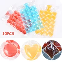 10Pcs/Pack Disposable Heart Round Square Shaped Ice Bag Lattice Ice Cube Mold Bar Frozen Self-sealing Ice Tray Bag Ice-Making
